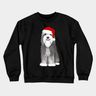 Bearded Collie with Sant Hat Cute Christmas Dog Crewneck Sweatshirt